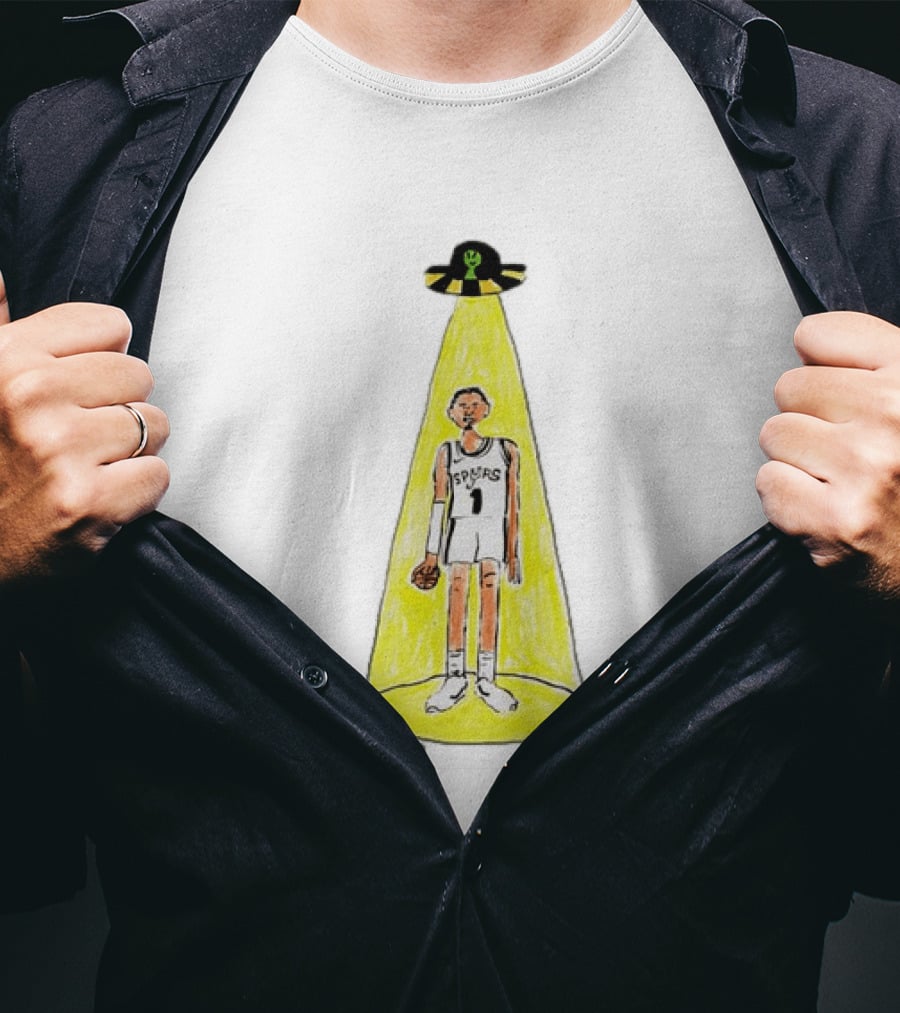 Victor Wembanyama Spurs NBA Out Of This World Alien Abduction Doodle T-Shirt