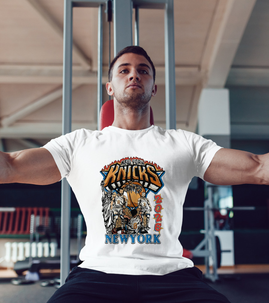 New York Knicks 2026 Champs Jalen Brunson OG Anunoby Josh Hart Statue Of Liberty T-Shirt
