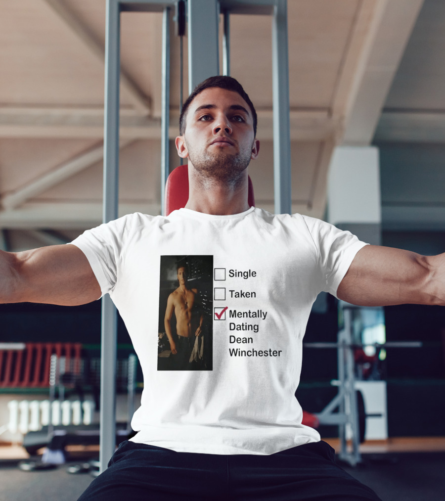 Jensen Ackles Less Mentally Dating Dean Winchester Single Taken Checked T-Shirt