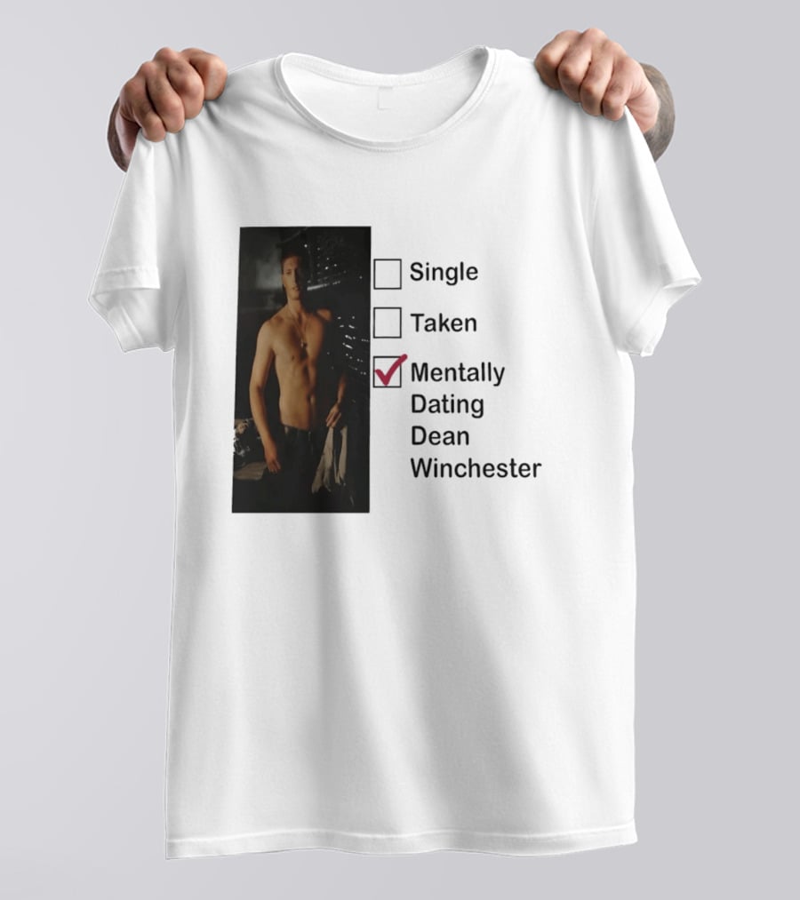 Jensen Ackles Less Mentally Dating Dean Winchester Single Taken Checked T-Shirt