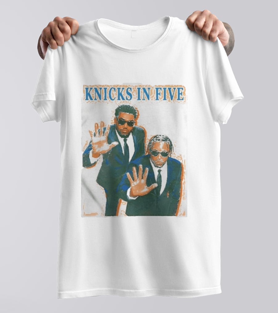 Knicks In Five Mikal Bridges Og Anunoby Players In Suits T-Shirt