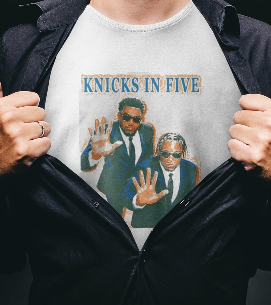 Knicks In Five Mikal Bridges Og Anunoby Players In Suits T-Shirt