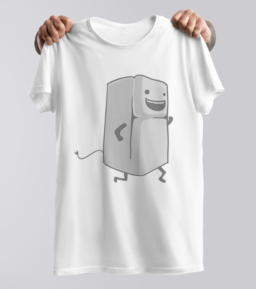 Refrigerator Running Cartoon Funny Playful Fridge T-Shirt
