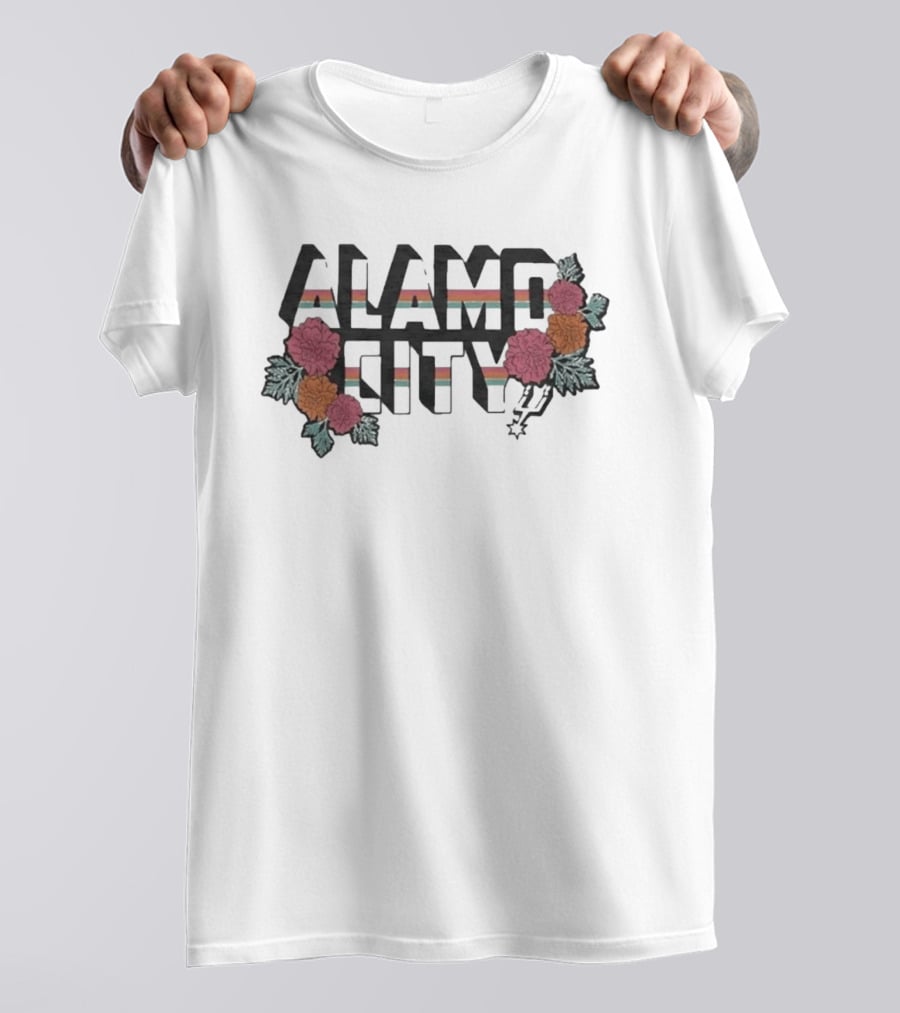 San Antonio Spurs Alamo City Flowers And Stripes T-Shirt