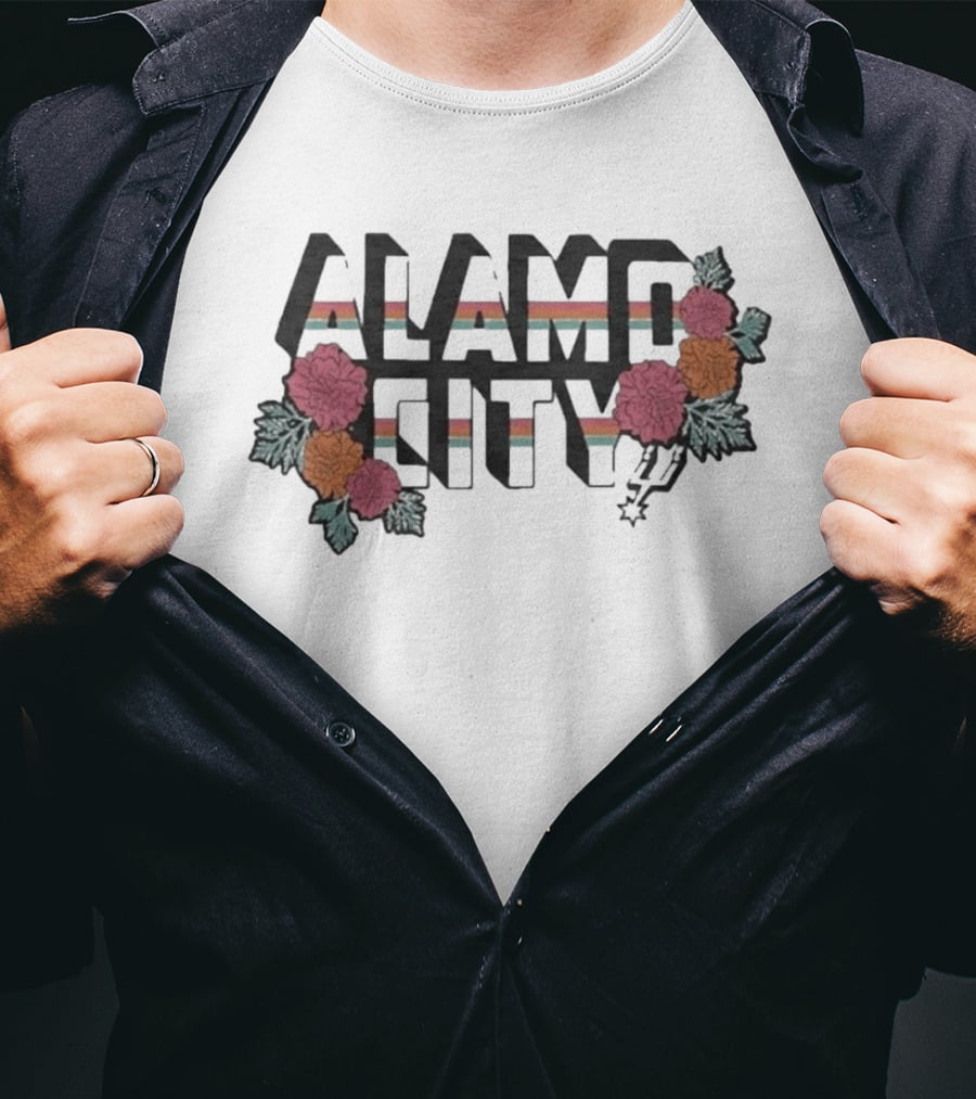 San Antonio Spurs Alamo City Flowers And Stripes T-Shirt