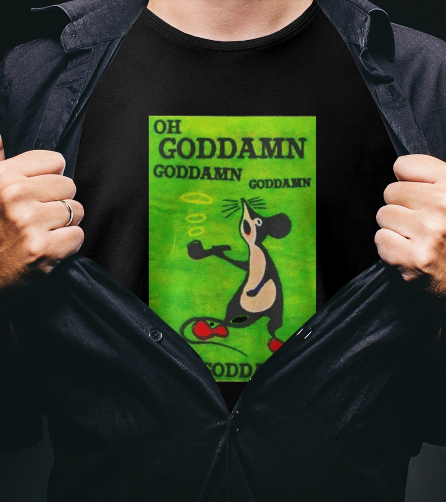 Oh Goddamn Mouse Smoking Pipe Humorous Phrase T-Shirt