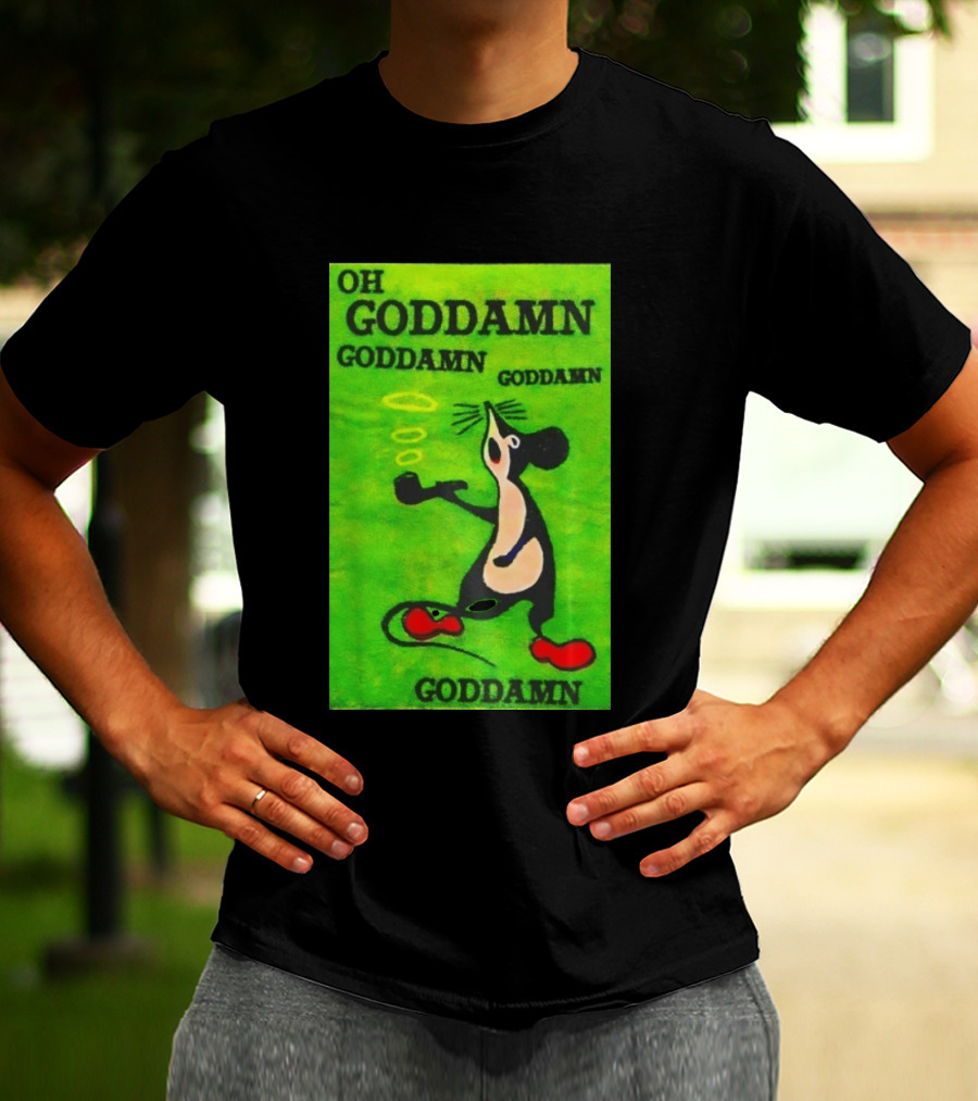 Oh Goddamn Mouse Smoking Pipe Humorous Phrase T-Shirt
