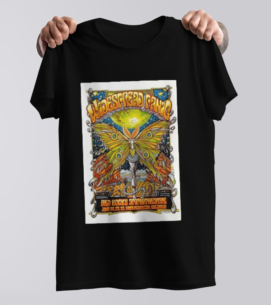 Widespread Panic June 26 28 2026 Red Rocks Amphitheatre Morrison Colorado Moth And Cosmic Sky T-Shirt