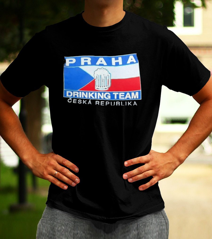 PRAHA Drinking Team Ceska Republika Flag Beer T-Shirt