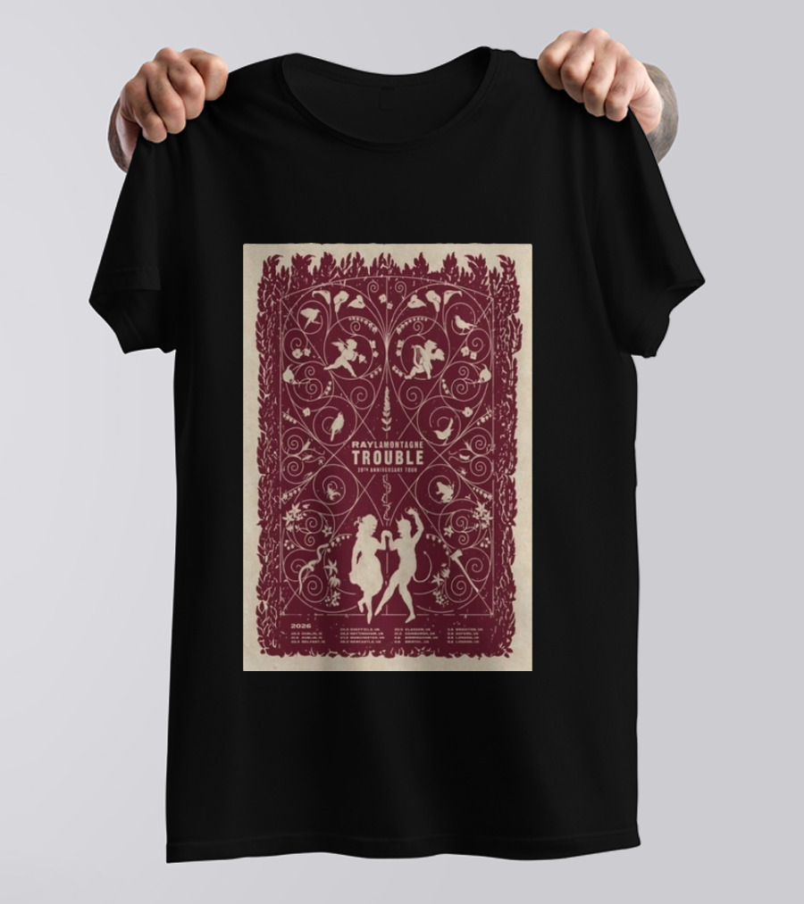 Ray LaMontagne Trouble 20th Anniversary Tour 2026 Botanical T-Shirt