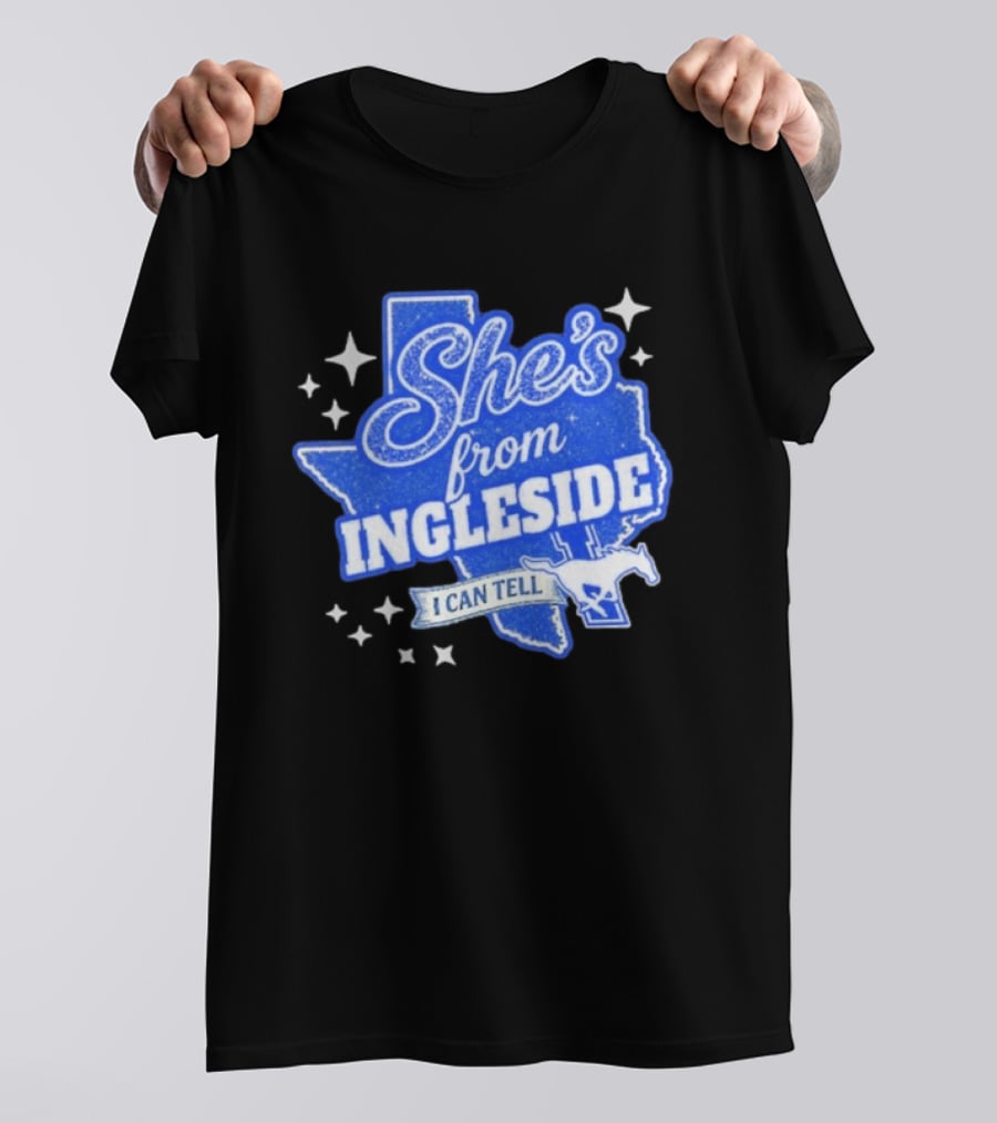 She's From Ingleside I Can Tell Texas Map Mustang T-Shirt