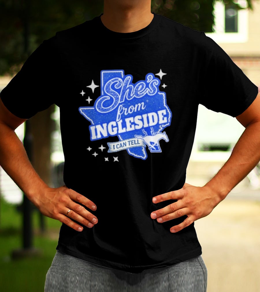 She's From Ingleside I Can Tell Texas Map Mustang T-Shirt