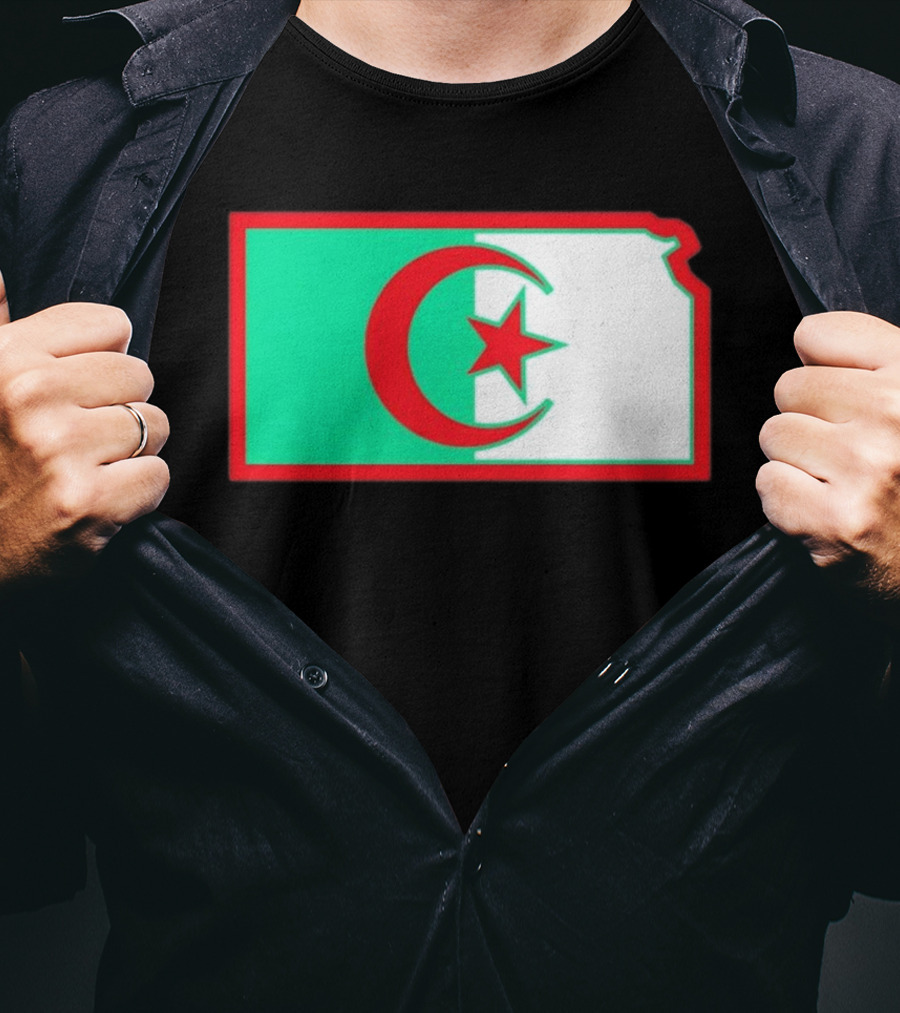 Lawrence Kansas Algeria Flag Map T-Shirt