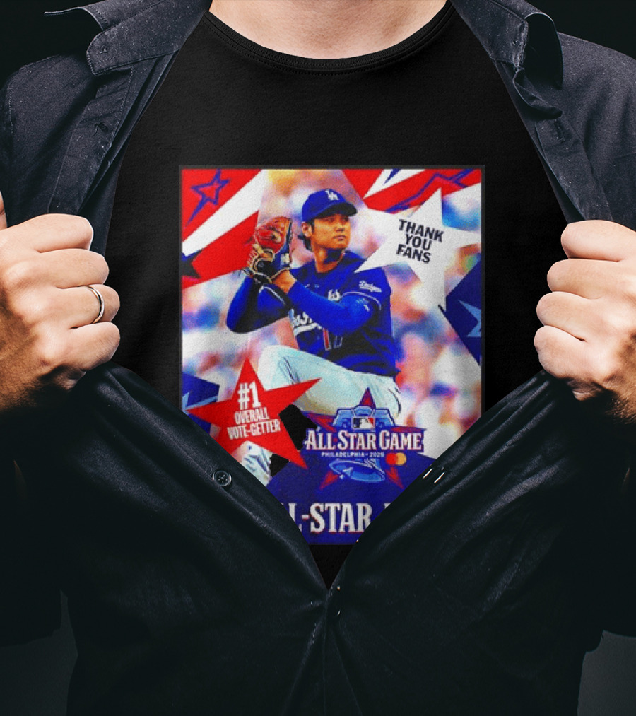 All Star Game Philadelphia 2026 Shohei Ohtani Los Angeles Dodgers All Star Bound Thank You Fans #1 Overall Vote Getter T-Shirt