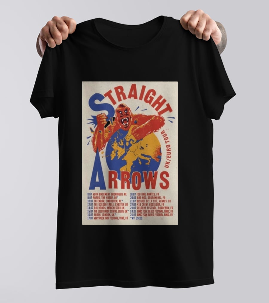 Straight Arrows Euro Uk Tour Live Dates 2026 T-Shirt