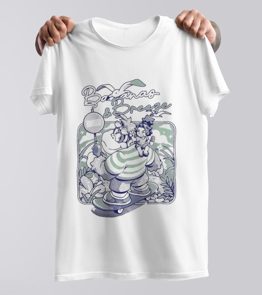 Bananas And Breeze Vintage Style Monkey Surfing Theme Ilustrata T-Shirt