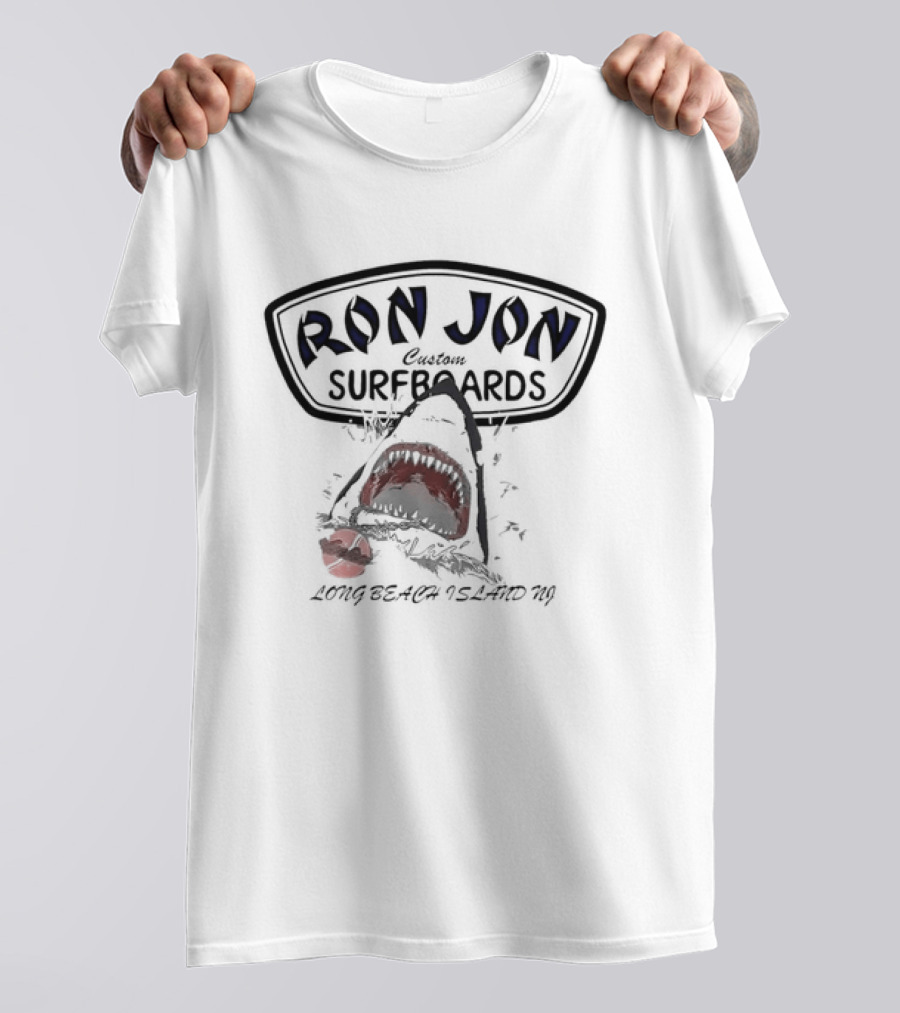 Long Beach Island NJ Ron Jon Custom Surfboards Shark Eating T-Shirt