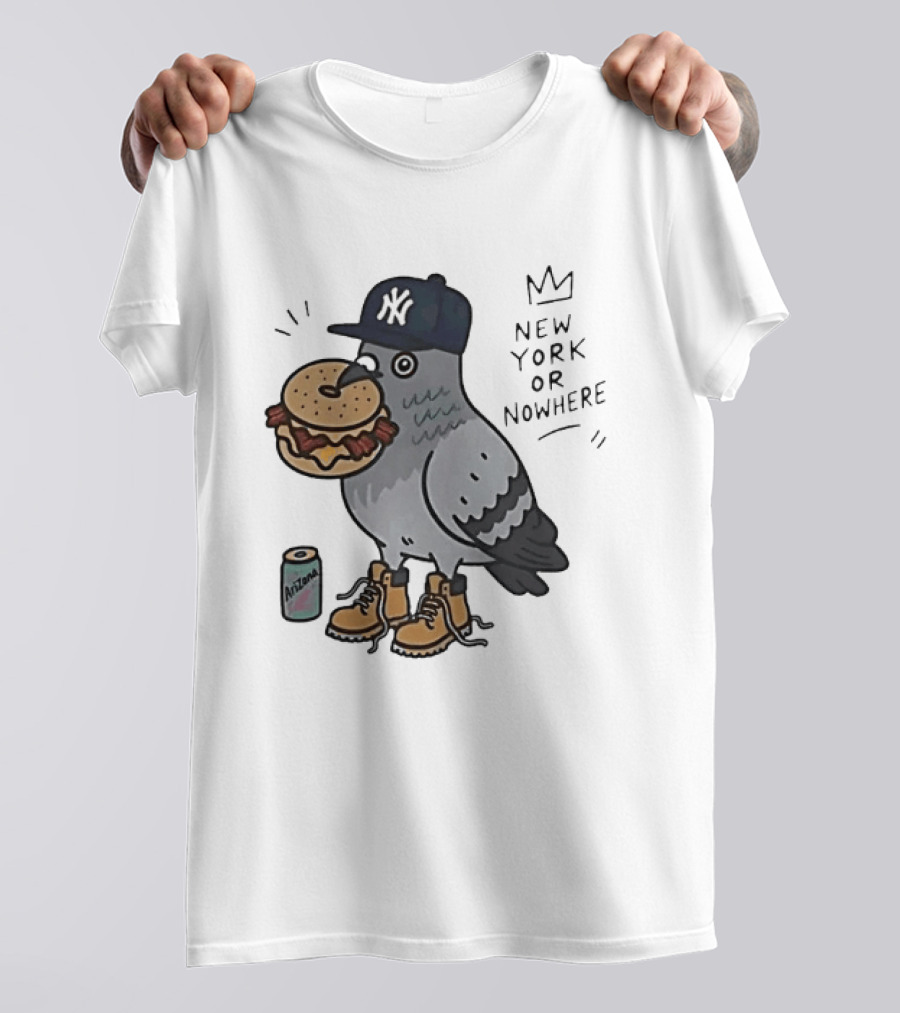 New York Or Nowhere Pigeon Bagel Timberlands Arizona Iced Tea T-Shirt