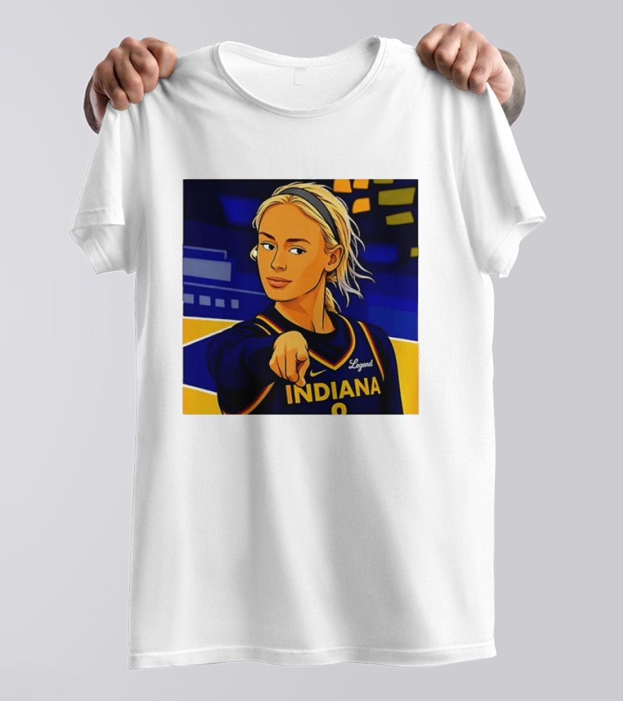Indiana Basketball Legend Blonde Pointing Cartoon T-Shirt