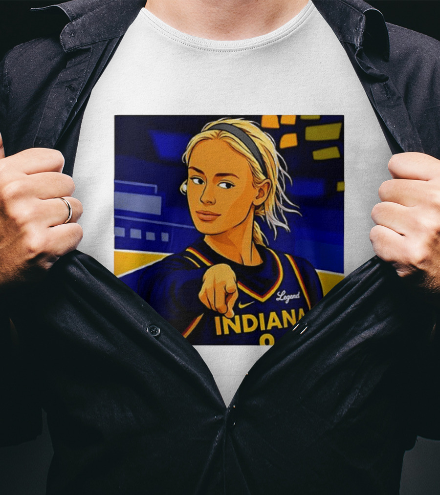 Indiana Basketball Legend Blonde Pointing Cartoon T-Shirt