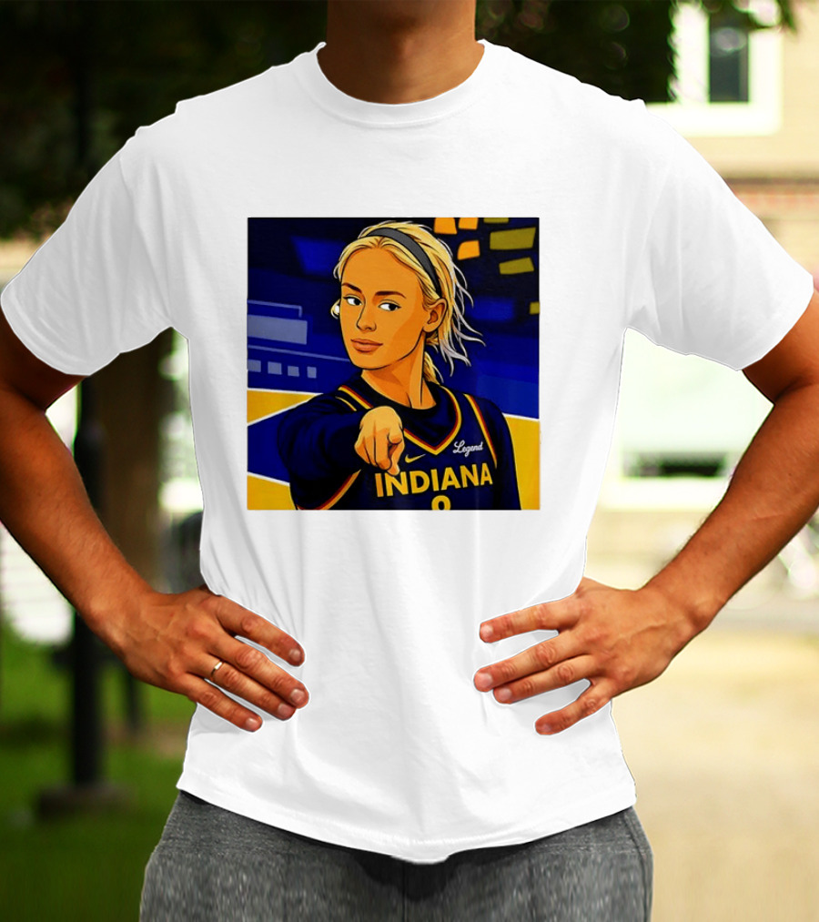 Indiana Basketball Legend Blonde Pointing Cartoon T-Shirt