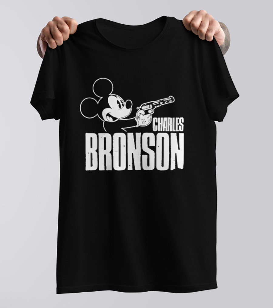 Charles Bronson Mickey Mouse Holding Gun T-Shirt