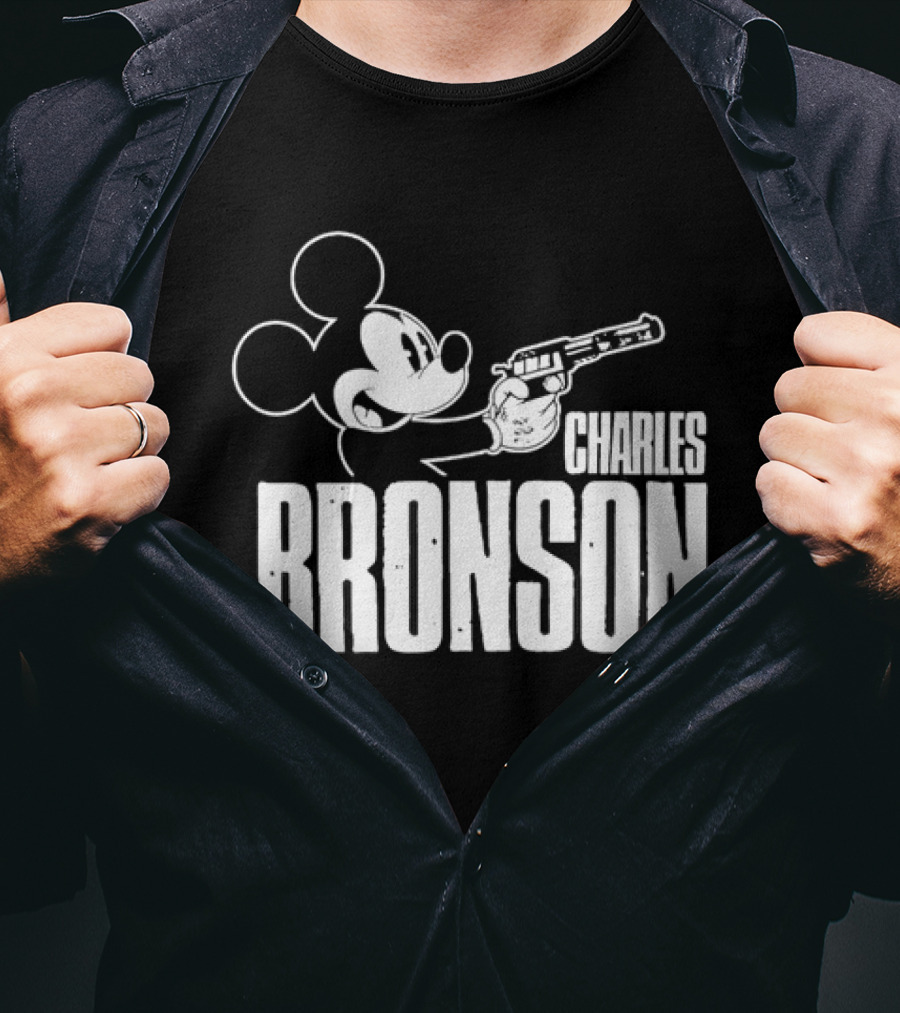 Charles Bronson Mickey Mouse Holding Gun T-Shirt
