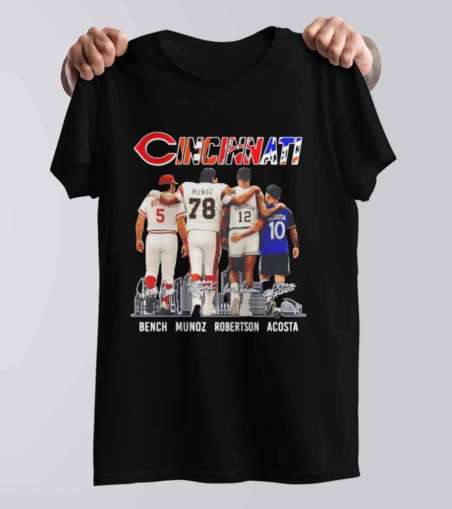 Cincinnati Icons Bench Munoz Robertson Acosta Sports Legends T-Shirt