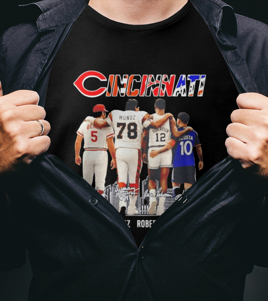 Cincinnati Icons Bench Munoz Robertson Acosta Sports Legends T-Shirt