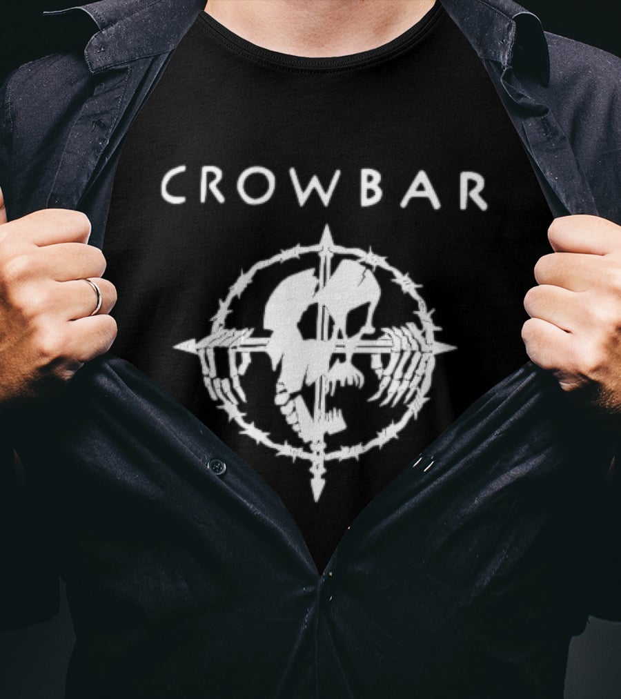 Crowbar Barbed Wire Skull Cross T-Shirt