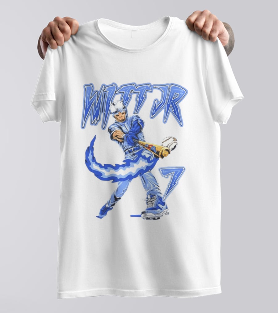 Witt Jr 7 Flaming Bat Baseball Player T-Shirt