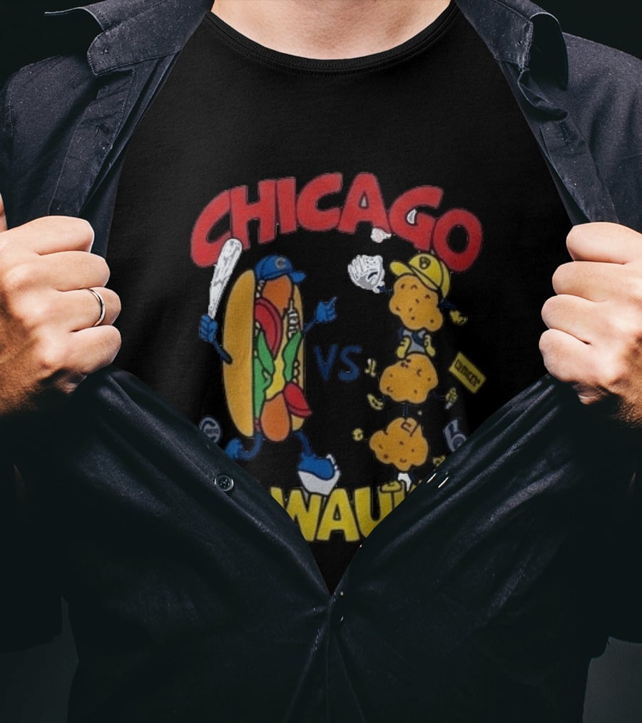 Chicago VS Milwaukee Baseball Hot Dog Cheese Curd Rivalry 2026 T-Shirt