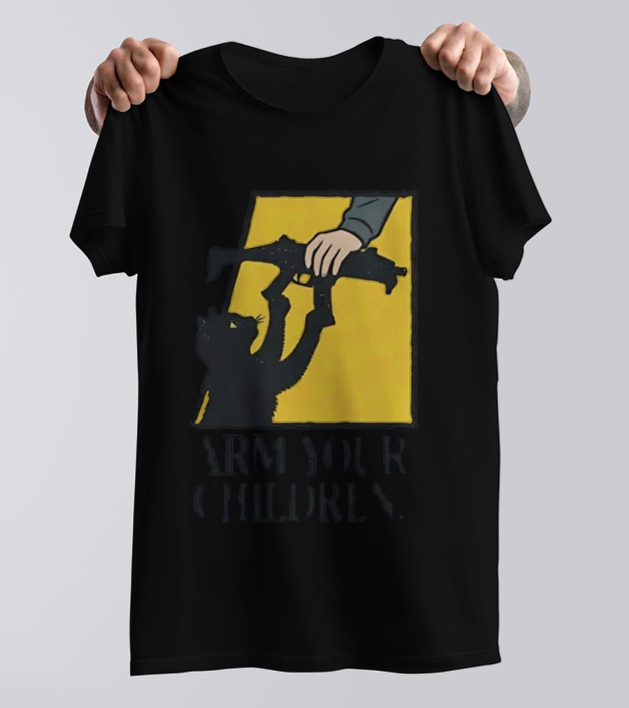 Arm Your Children Black Cat Gun T-Shirt