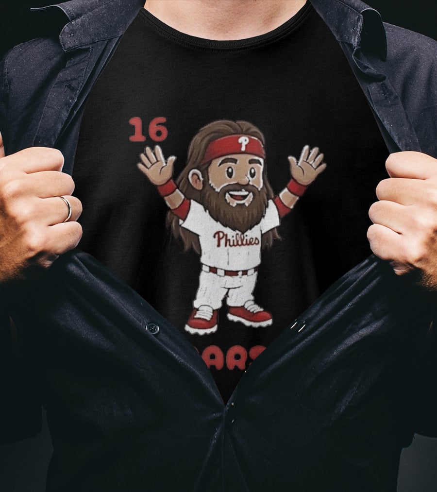 Philadelphia Phillies Brandon Marsh 16 Cartoon MLB 2026 T-Shirt