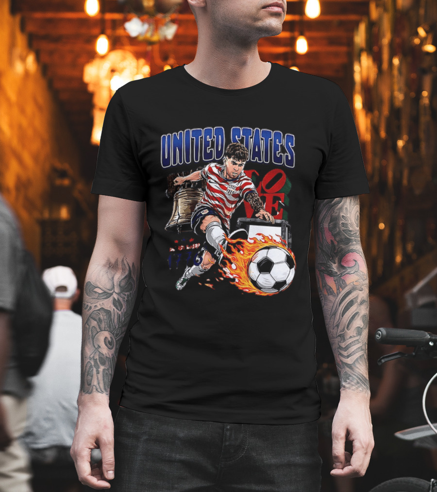 Christian Pulisic United States Soccer Fireball Liberty Bell Established 1776 T-Shirt