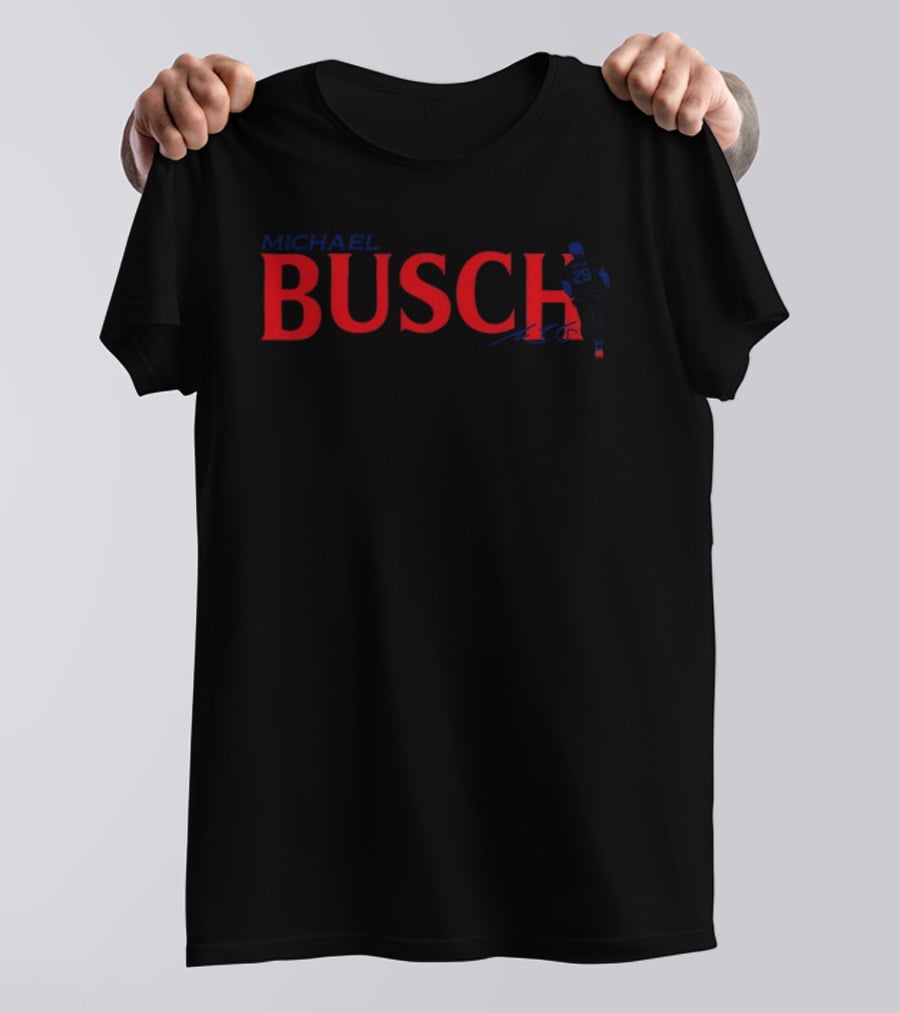 Michael Busch Baseball Player With Number 26 And Signature T-Shirt