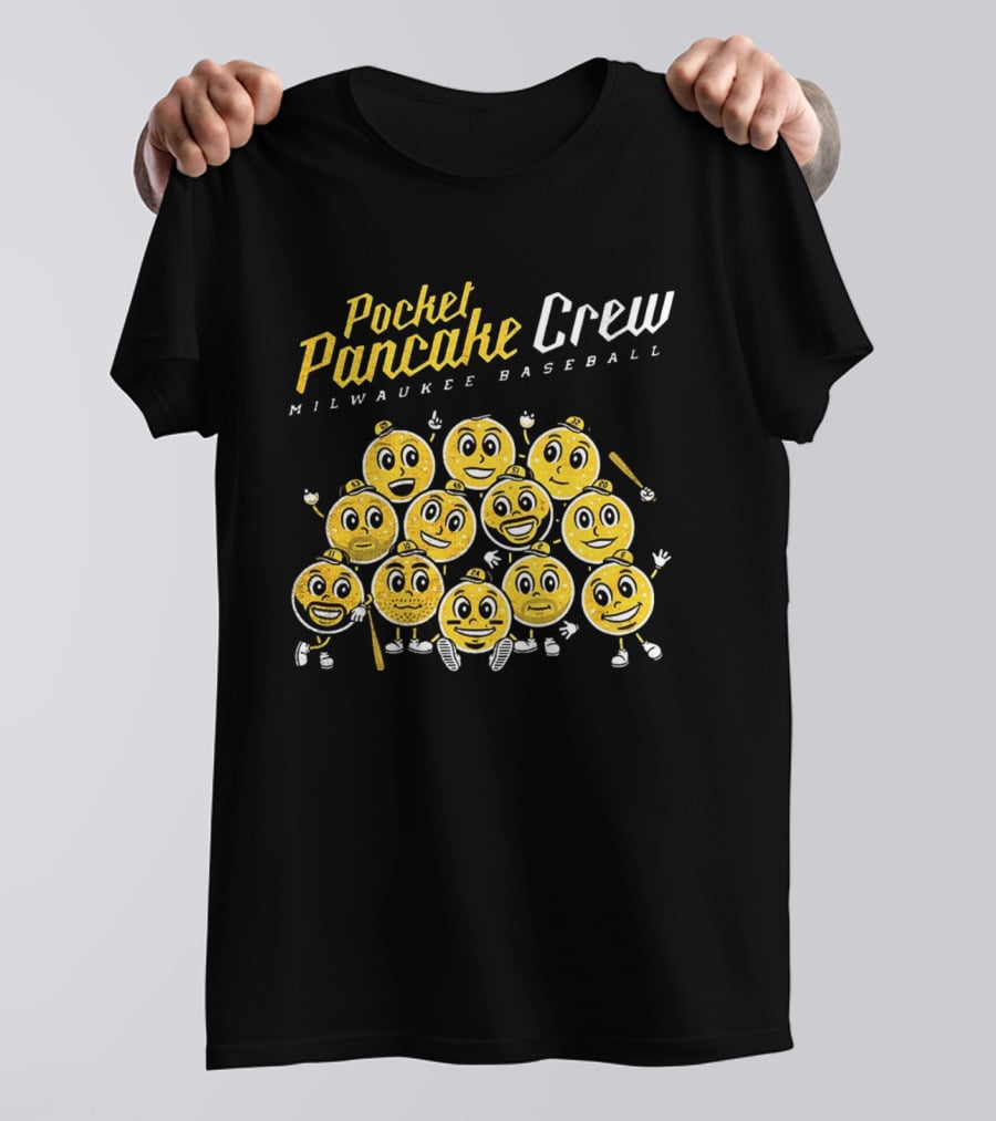 Pocket Pancake Crew Milwaukee Baseball Emoji Characters T-Shirt