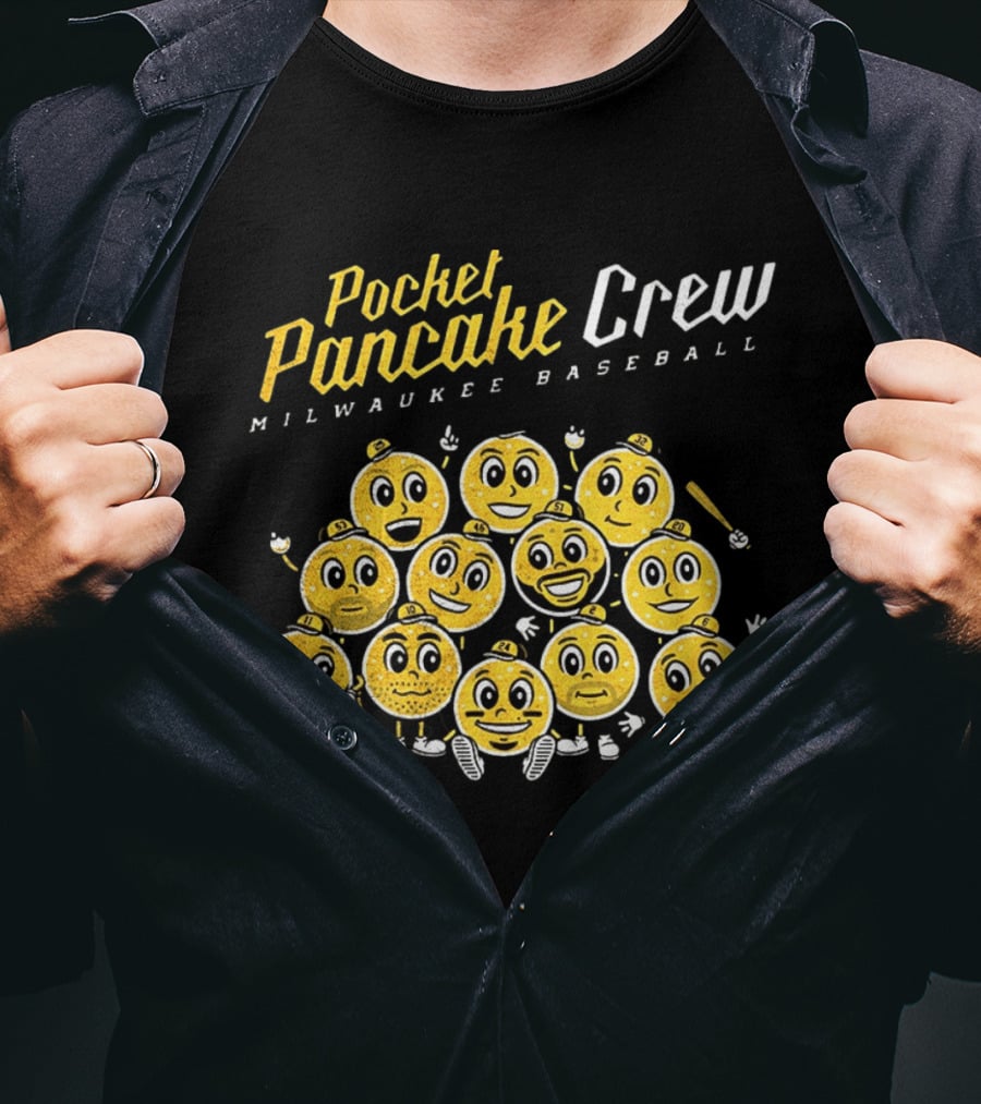 Pocket Pancake Crew Milwaukee Baseball Emoji Characters T-Shirt