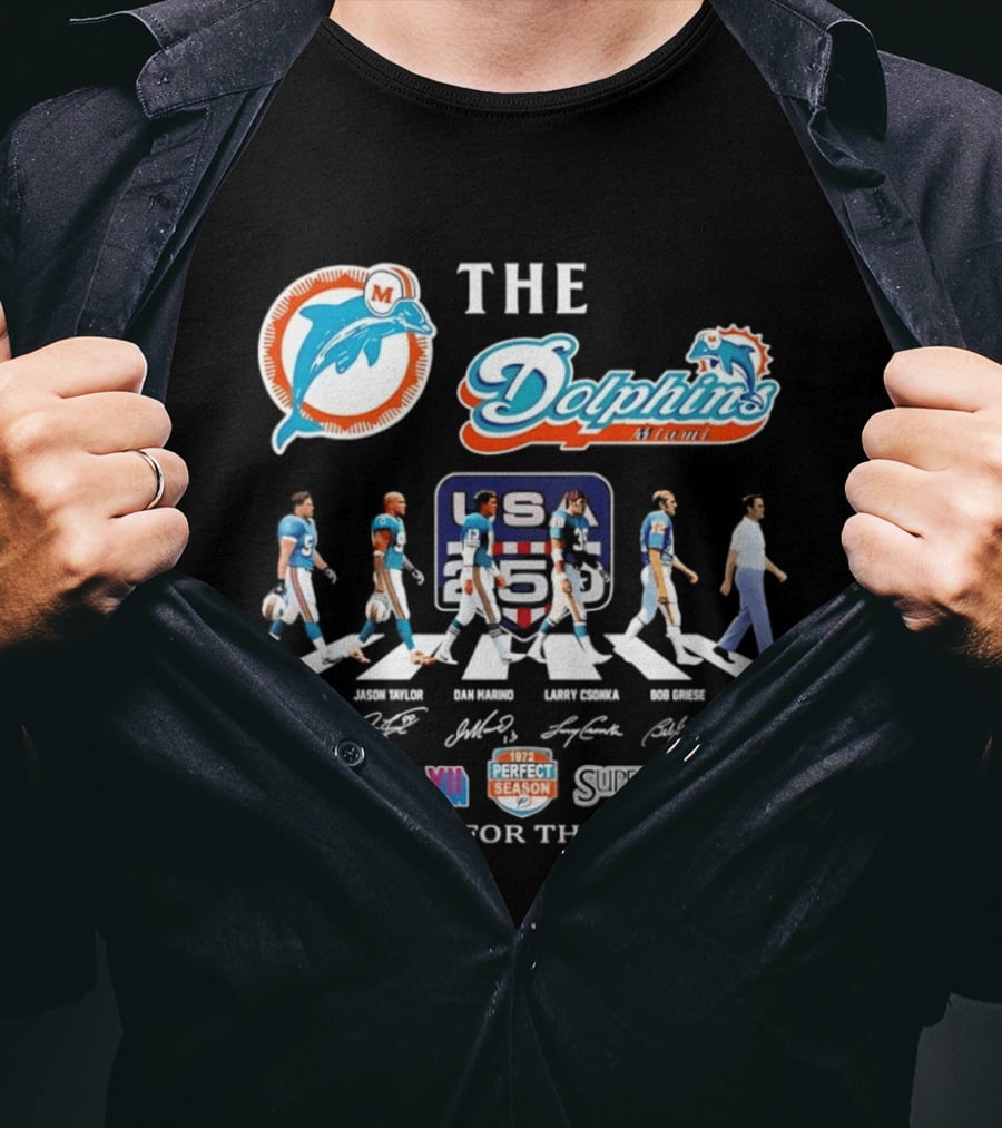 The Miami Dolphins Legends Zach Thomas Jason Taylor Dan Marino Larry Csonka Bob Griese Don Shula Thank You For The Memories Super Bowl VII VIII T-Shirt