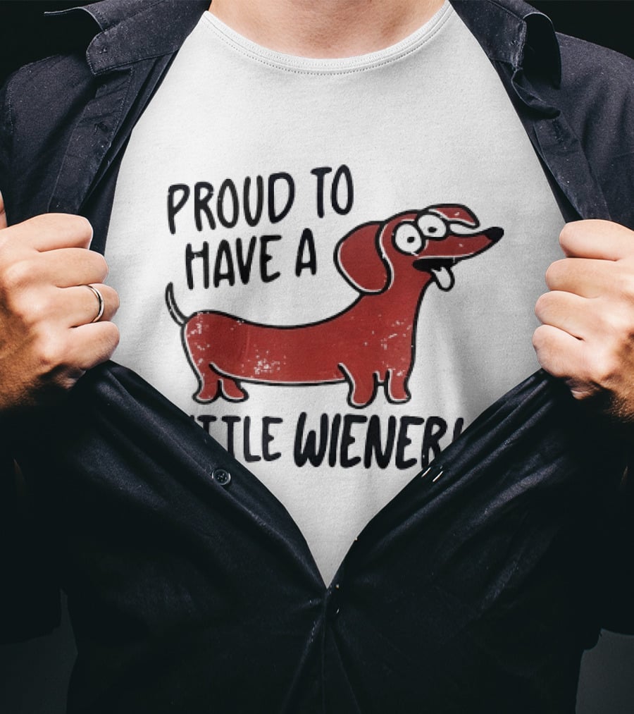 Proud To Have A Little Wiener Dachshund Dog Playful Cartoon T-Shirt