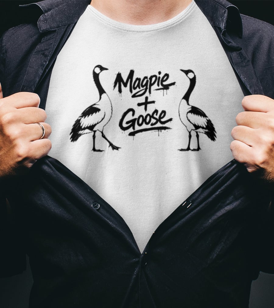 Magpie Plus Goose Birds Silhouette Graphic Print T-Shirt