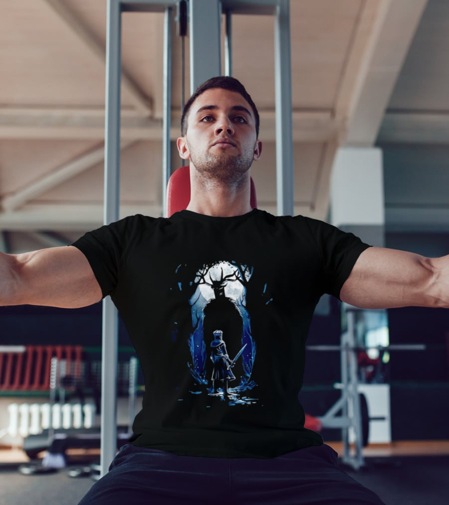 Black Knight Versus Leshen Encounter Fantasy Witcher Gaming Folklore T-Shirt