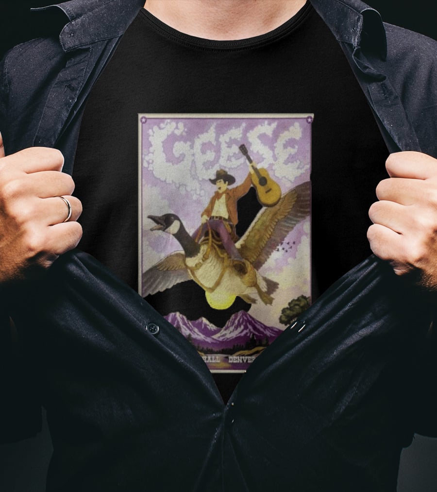 Geese Summit Music Hall Denver CO 6.25.26 Tour Cowboy Riding Goose Guitar T-Shirt