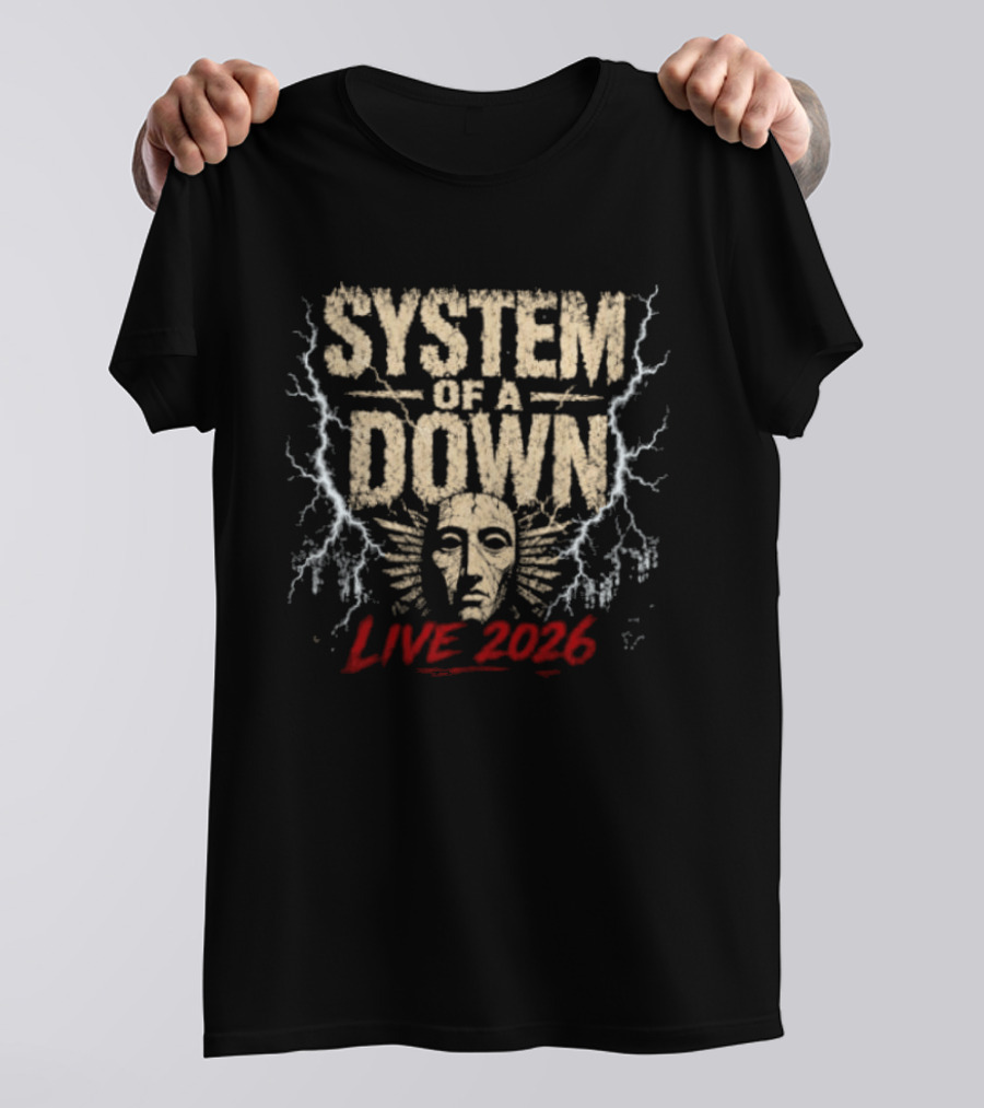 System Of A Down Live 2026 Tour Mask Music Band Rock Metal Concert T-Shirt