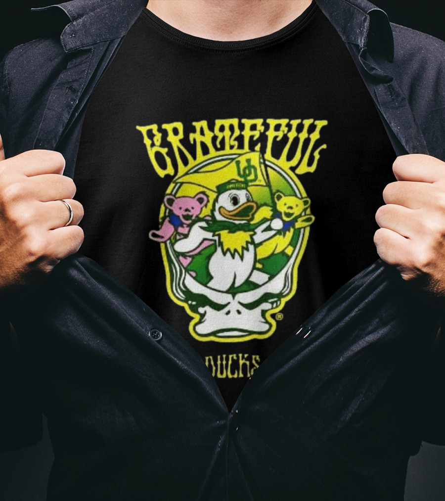 GratefulDucks Oregon Ducks 2025 Football Team Collaboration T-Shirt