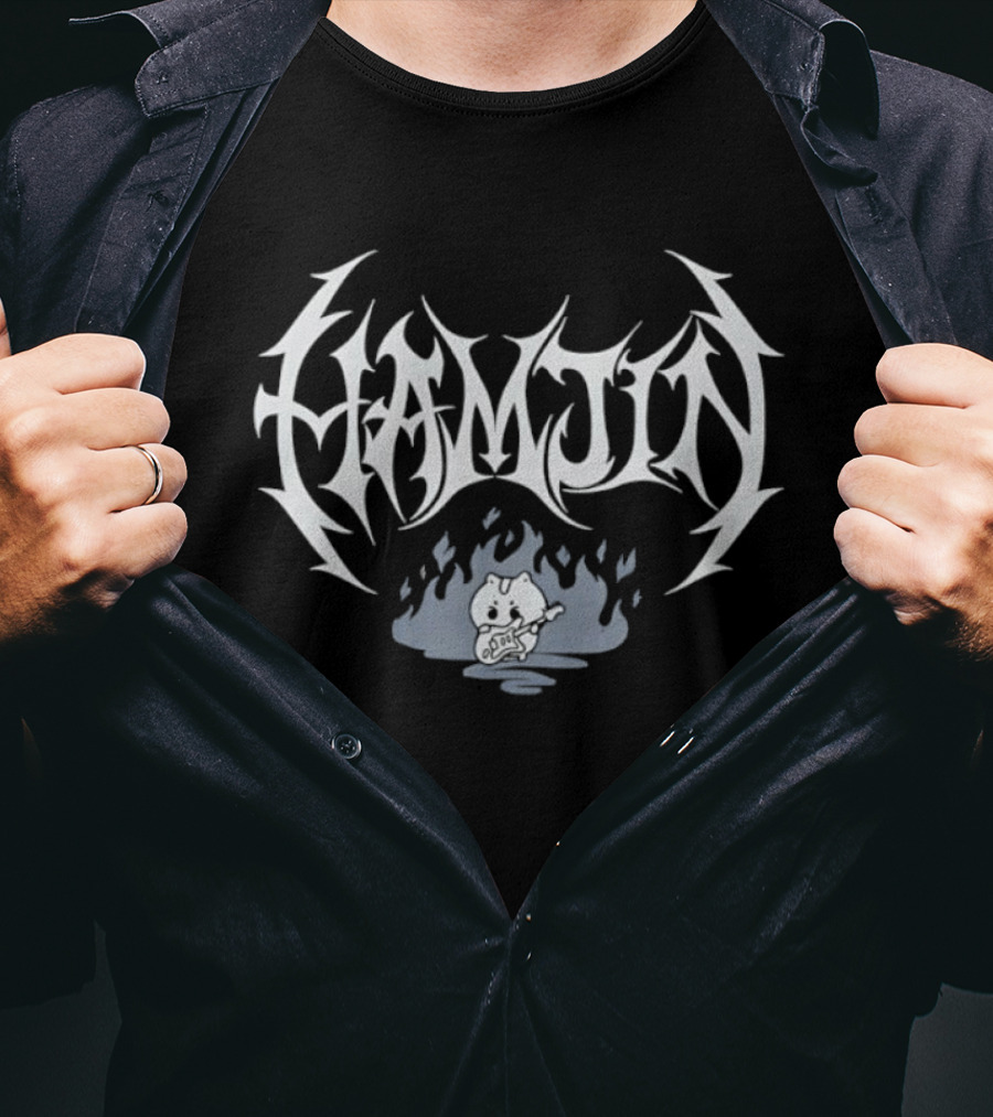 Hamjin Heavy Metal Music Guitar Fire Flame T-Shirt