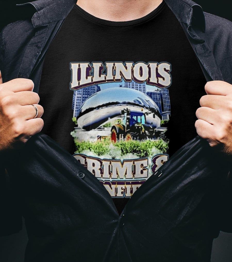 Illinois Crime And Cornfields Chicago Bean Tractor Scene T-Shirt