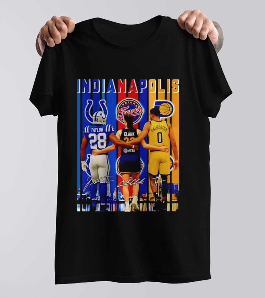 Indianapolis Colts Fever Pacers Jonathan Taylor Caitlin Clark Tyrese Haliburton T-Shirt