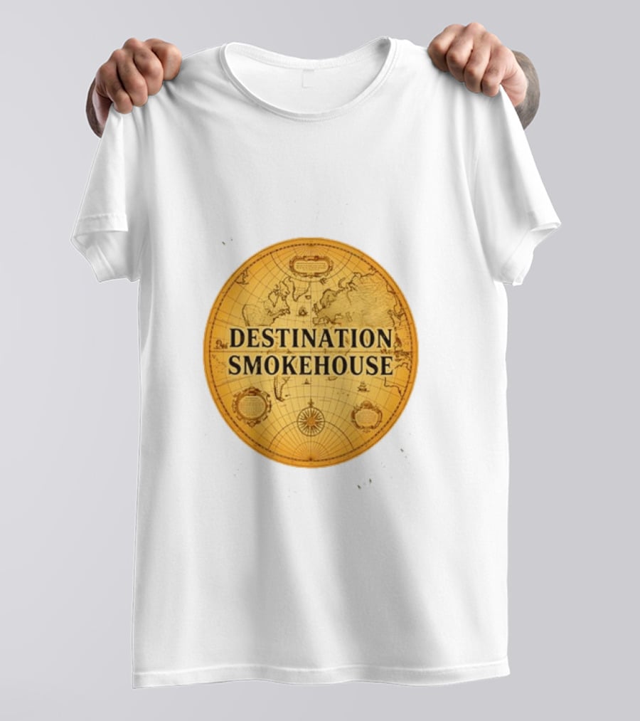 Destination Smokehouse No Teeth For This Meat Vintage Map T-Shirt