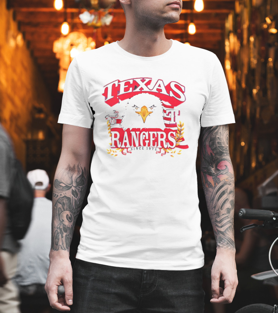 Texas Rangers Eagle American Flag Since 1972 T-Shirt